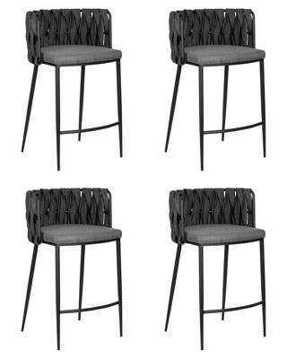 Стул полубарный DOBRIN Набор 4 шт Стул полубарный DOBRIN AMELIA COUNTER, серая ткань (F-48), темно-серый винтажный PU (MF-12) арт. LMN-1538-1-N_B-M_CL-F-48