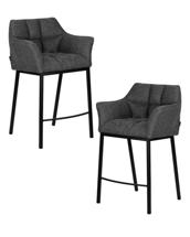 Стул полубарный DOBRIN Набор 2 шт Стул барный DOBRIN LUCAS COUNTER, серая ткань (F-22) арт. LMN-1406-1-N_B-M_C-F-22