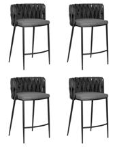 Стул полубарный DOBRIN Набор 4 шт Стул полубарный DOBRIN AMELIA COUNTER, серая ткань (F-48), темно-серый винтажный PU (MF-12) арт. LMN-1538-1-N_B-M_CL-F-48