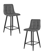 Стул полубарный DOBRIN Набор 2 шт Стул полубарный DOBRIN OLIVIA, черные матовые ножки, серая антрацитовая винтажная экокожа (RU-08) арт. LML-8078-1-N_B-M_EL-RU-08