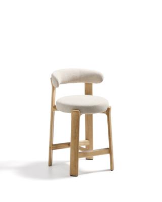 Стул полубарный La Forma (ех Julia Grup) Полубарный стул Granite из бежевой синели и ясеня с натуральной отделкой 65 см арт. 301967