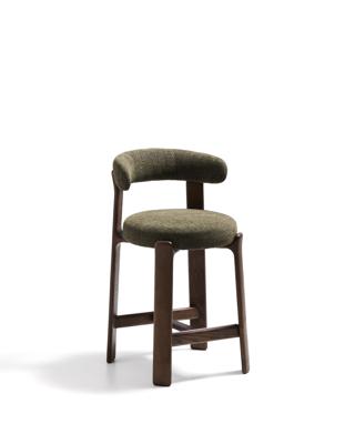 Стул полубарный La Forma (ех Julia Grup) Полубарный стул Granite из зеленого шенилла и ясеня с отделкой орех 65 см арт. 301959