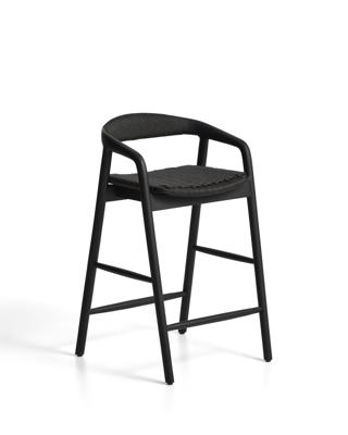 Стул полубарный La Forma (ех Julia Grup) Уличный полубарный стул Derile из массива дуба и веревки в черной отделке арт. 481895