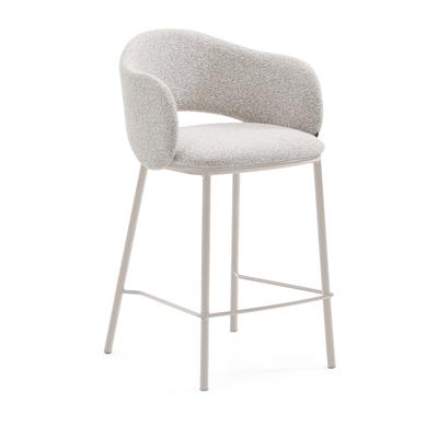 Стул полубарный La Forma (ех Julia Grup) Полубарный стул Maina из плотной бежевой шенилли и ножками в бежевой отделке, 65 см арт. 208247