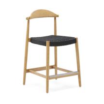 Стул полубарный La Forma (ех Julia Grup) Nina Полубарный стул из массива акации с натуральной отделкой и черной веревкой 62 см арт. 189969