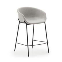 Стул полубарный La Forma (ех Julia Grup) Yvette Полубарный стул светло-серый с ножками в черной отделке 65 см арт. 148499