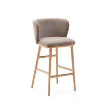 Стул полубарный La Forma (ех Julia Grup) Ciselia Полубарный стул из коричневого шенилла и ясеня в натуральной отделке арт. 218517