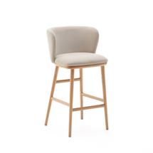 Стул полубарный La Forma (ех Julia Grup) Ciselia Полубарный стул из бежевого шенилла и ясеня в натуральной отделке арт. 218519