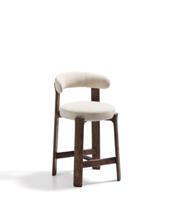 Стул полубарный La Forma (ех Julia Grup) Полубарный стул Granite из бежевого шенилла и ясеня с отделкой орех 65 см арт. 301957