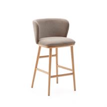 Стул полубарный La Forma (ех Julia Grup) Ciselia Полубарный стул из коричневого шенилла и ясеня в натуральной отделке арт. 218517