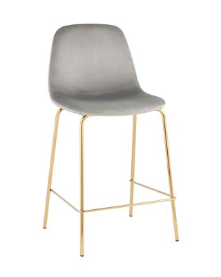 Стул полубарный Stool Group Стул полубарный Валенсия SN велюр серый золотые ножки арт. УТ000037159