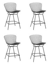Стул ЯЯЯ Стул полубарный с низкой спинкой Bertoia черный с черной подушкой 4 шт. арт. УТ000038450
