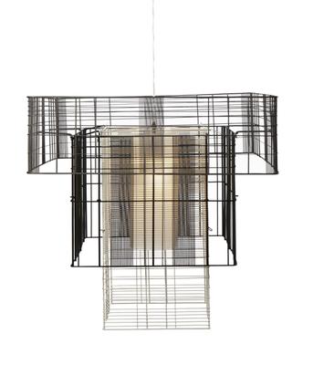 Светильник Forestier Suspension mesh cubic xl blanc/noir/gris