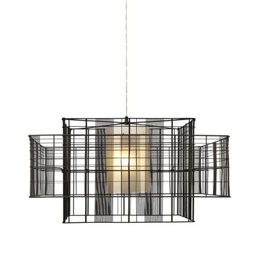 Светильник Forestier Suspension mesh cubic l noir / gris