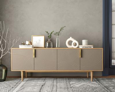 Тумба под ТВ Этажерка Комод под TV с четыремя дверками "Line" R21/beige арт. R21/beige