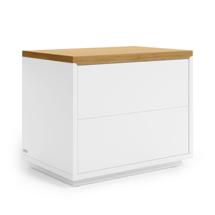 Тумбочка La Forma (ех Julia Grup) Прикроватная тумбочка Abilen шпон дуба и белый лак 53,4 x 44 см арт. 101711
