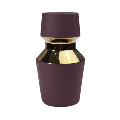 Ваза AksHome Ваза керамическая ASTOR, фиолетовый+золото, 11*20см арт. ZN-381589