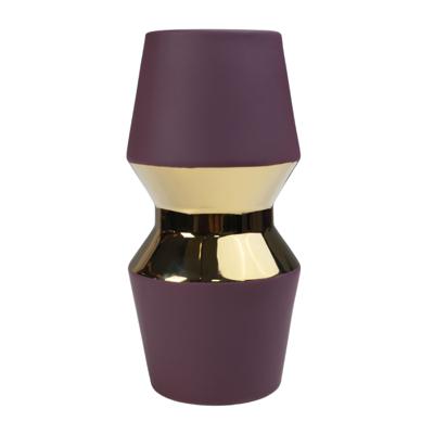 Ваза AksHome Ваза керамическая ASTOR, фиолетовый+золотой, 12*25см арт. ZN-381608