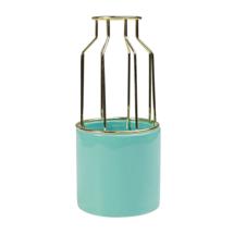 Ваза AksHome Ваза керамическая OTT, голубой, 10,5*10,5*23см арт. ZN-381573