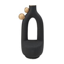 Ваза AksHome Ваза керамическая MACY, черный, 9,5*8,5*20,5см арт. ZN-381598