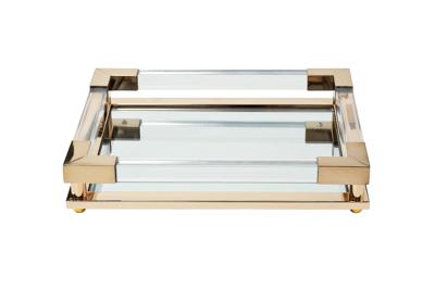 Ваза Garda Decor 2K389136-G Поднос декоративный зеркальное основание, цвет золото 32*25*5см арт. 2K389136-G