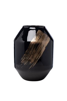 Ваза Garda Decor 71PN-5180 Ваза стеклянная черная с золотом d22*30см арт. 71PN-5180