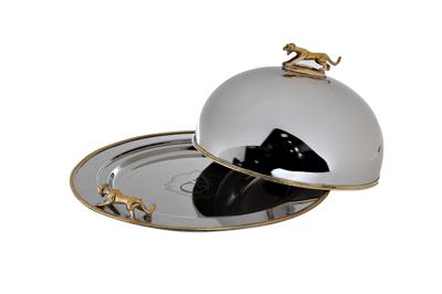 Ваза Garda Decor 95IM-16540 Блюдо с крышкой "Леопард" цвет хром d32*17см арт. 95IM-16540