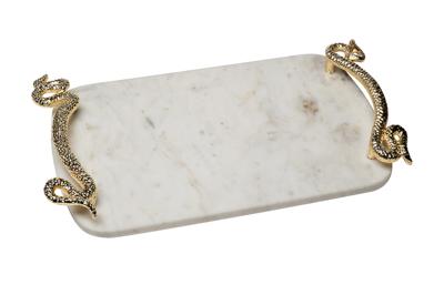 Ваза Garda Decor 69-321005 Поднос декоративный мраморный "Серпенте (Serpente)" 43*26*6,5 cм арт. 69-321005