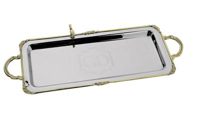 Ваза Garda Decor 95IM-0084 Поднос прямоуг. с ручками "Птицы (Birds)" нерж.сталь 42*19*5см арт. 95IM-0084