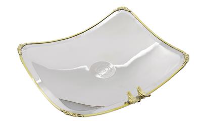Ваза Garda Decor 95IM-0072L Блюдо прямоугольное на ножках "Птицы (Birds)" нерж.сталь 32*25*5см арт. 95IM-0072L