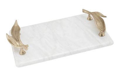 Ваза Garda Decor 69-22768 Поднос декоративный мраморный "Флора (Flora)" 46.5*27*7см арт. 69-22768