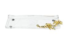 Ваза Garda Decor 55RG5983S Поднос стеклянный с золотым цветком  29*14*5см арт. 55RG5983S