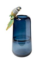 Ваза Garda Decor 55RV6111L Ваза стеклянная голубая с попугаем 16*15*38см арт. 55RV6111L