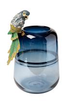 Ваза Garda Decor 55RV6111S Ваза стеклянная голубая с попугаем 19*17*30см арт. 55RV6111S