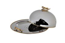 Ваза Garda Decor 95IM-16540 Блюдо с крышкой "Леопард" цвет хром d32*17см арт. 95IM-16540