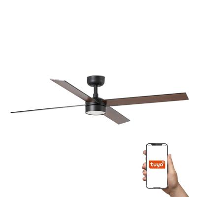 Вентилятор  Faro Потолочный вентилятор RUDDER L 4 Ш1320MM черный/орех 4P 18W LED CCT DIM TUYA арт. 220537