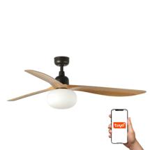 Вентилятор  Faro Потолочный вентилятор с освещением OUTWOOD L Ш1500MM коричневый/светлый дуб 3P IP44 1XE27 TUYA арт. 220553