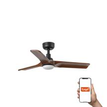 Вентилятор  Faro Потолочный вентилятор HEYWOOD S Ш900 черный/орех 3P LED 10W TUYA арт. 220045