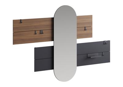 Вешалка Ellipsefurniture Вешалка Stripe L горизонтальная с зеркалом 60*160 см (орех, черный) арт. ST01471410232