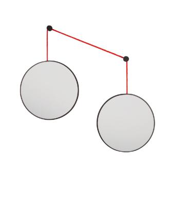 Зеркало Art-Zerkalo Balance S Black 2 зеркала по 30см  на красном шнуре арт. SM200RBL