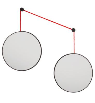 Зеркало Art-Zerkalo Balance M Black 2 зеркала по 40см  на красном шнуре арт. SM201RBL