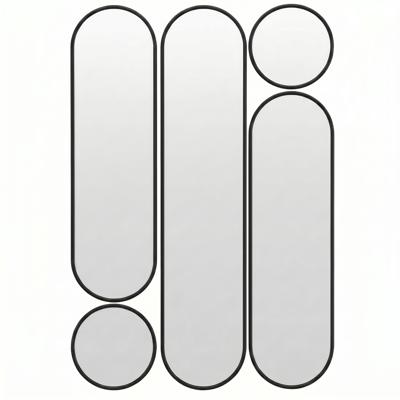 Зеркало Art-Zerkalo Deko mod.3 Black Сет из 5-ти зеркал 35*160, 2х35*125 см, 2хØ35 см арт. SM073BL