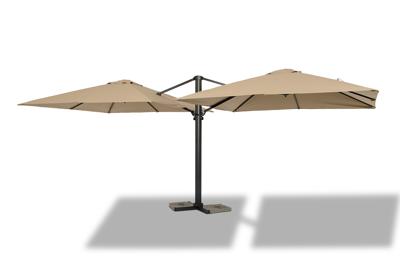 Зонт 4SIS "Фабриано" зонт двухкупольный 3x3м на алюминиевой опоре, тент темно-серый арт. TA001 3x3m