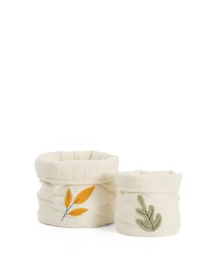 Аксессуары для ванной La Forma (ех Julia Grup) Набор из 2 детских корзинок из бежевого хлопка Tandani с вышитыми листьями арт. 434775