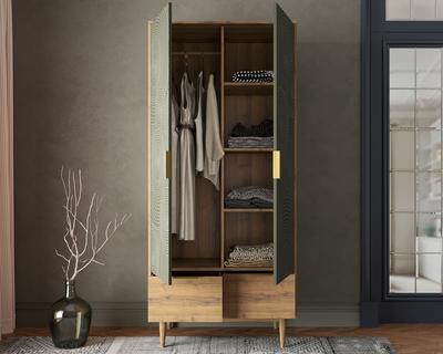 Шкаф Этажерка Шкаф двухстворчатый  с ящиками "Line" R26/browngrey арт. R26/browngrey