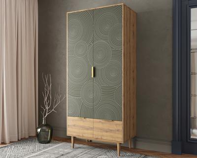 Шкаф Этажерка Шкаф двухстворчатый  с ящиками "Line" R26/browngrey арт. R26/browngrey