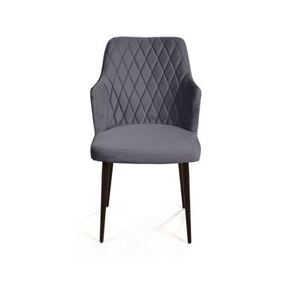 Стул Top concept Стул с подлокотниками Hunt ромб, бархат серый 27 / чёрный конус арт. -82153