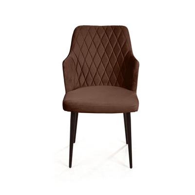 Стул Top concept Стул с подлокотниками Hunt ромб, бархат коричневый 12 / чёрный конус арт. 77553
