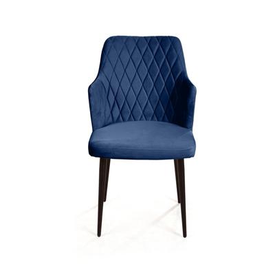 Стул Top concept Стул с подлокотниками Hunt ромб, бархат синий 29 / чёрный конус арт. 82201