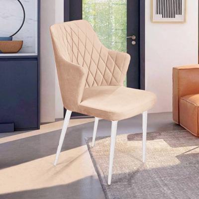 Стул Top concept Стул с подлокотниками Hunt ромб, бархат бежевый 5 / белый конус арт. 76141